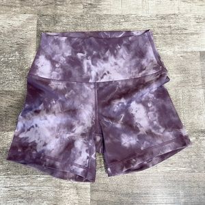 90 degree purple tie dye shorts